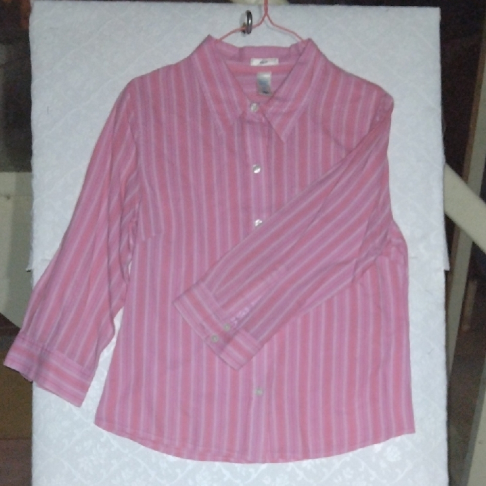 Old Navy Pink and White Striped Shirt